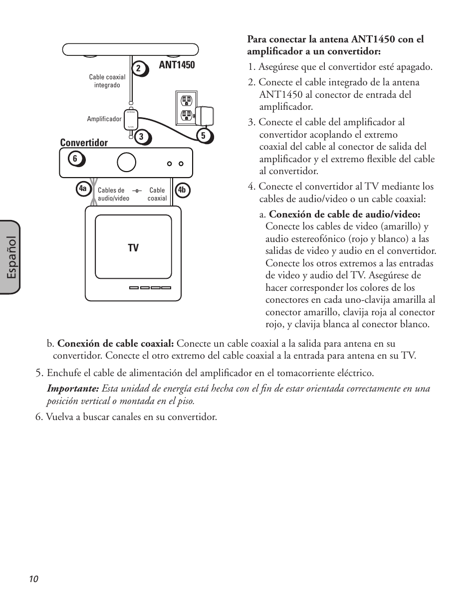 Español | RCA ANT1450 User Manual | Page 10 / 12