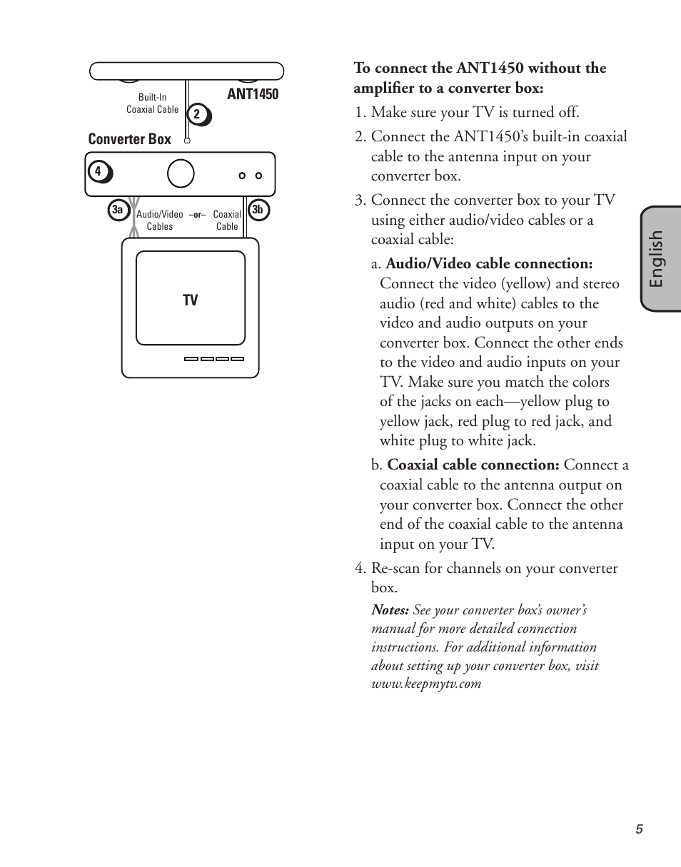 English | RCA ANT1450 User Manual | Page 5 / 12