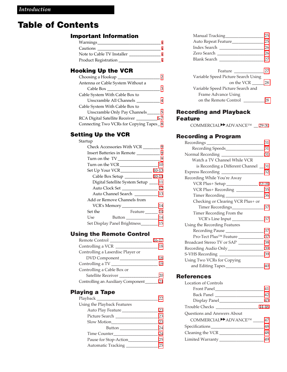 RCA VR730HF User Manual | Page 3 / 58