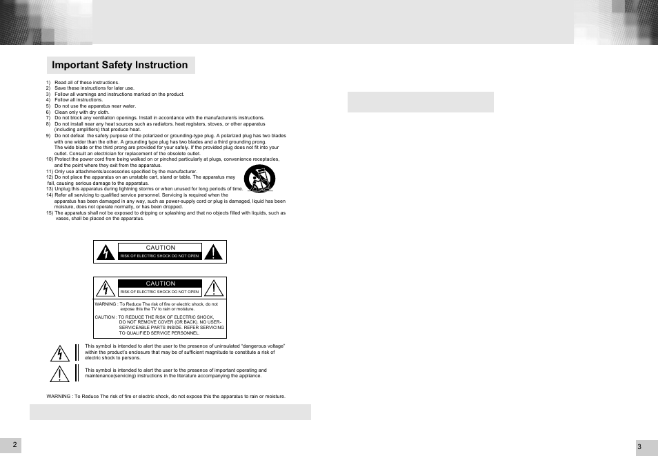 Declaration of conformity, Important safety instruction | RCA VS2000 User Manual | Page 3 / 19