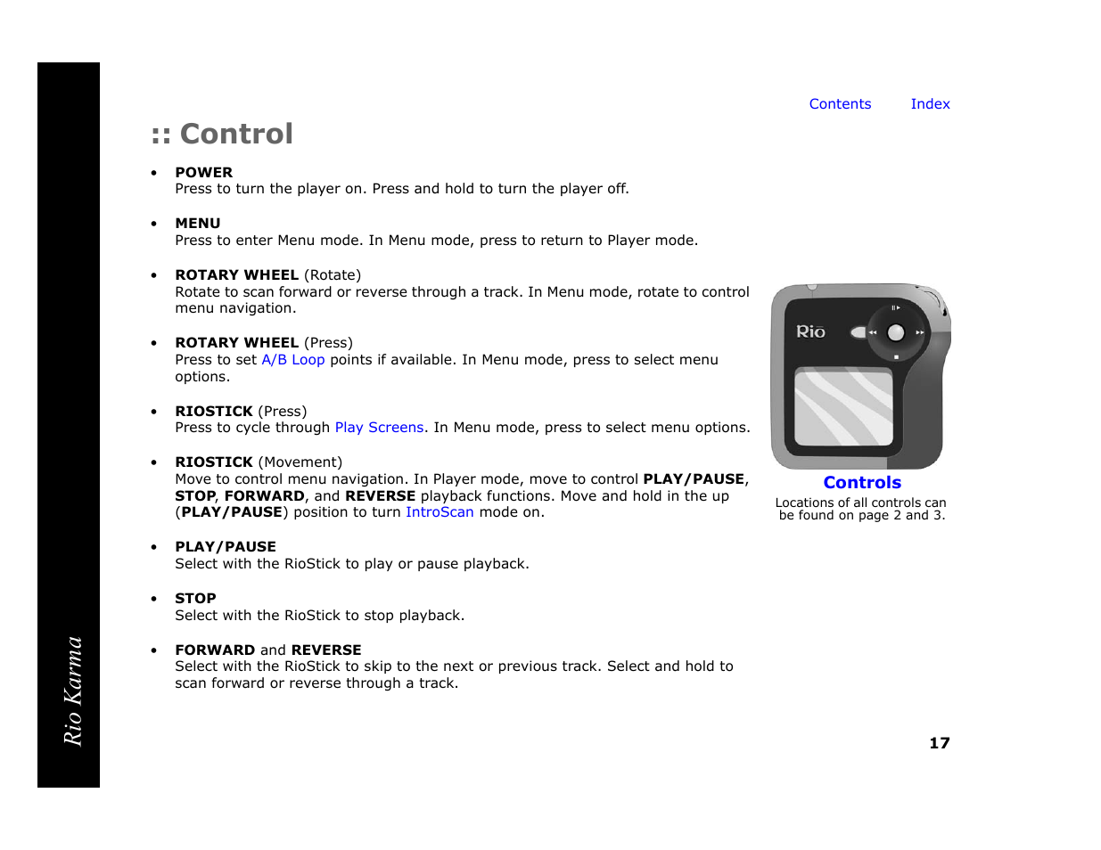 Control, Rio karma | RCA Rio Karma User Manual | Page 21 / 75