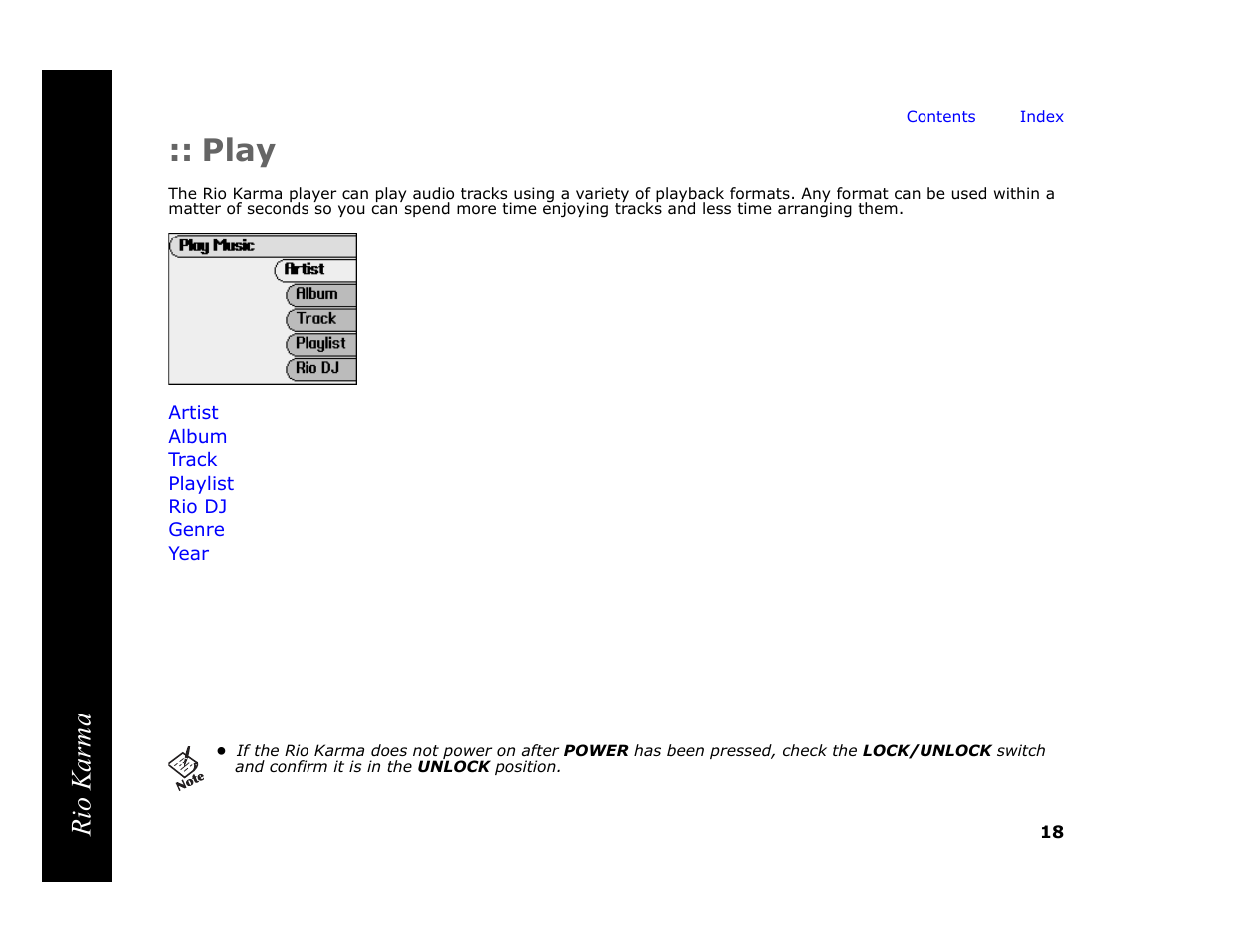Play, Play music, Rio karma | RCA Rio Karma User Manual | Page 22 / 75