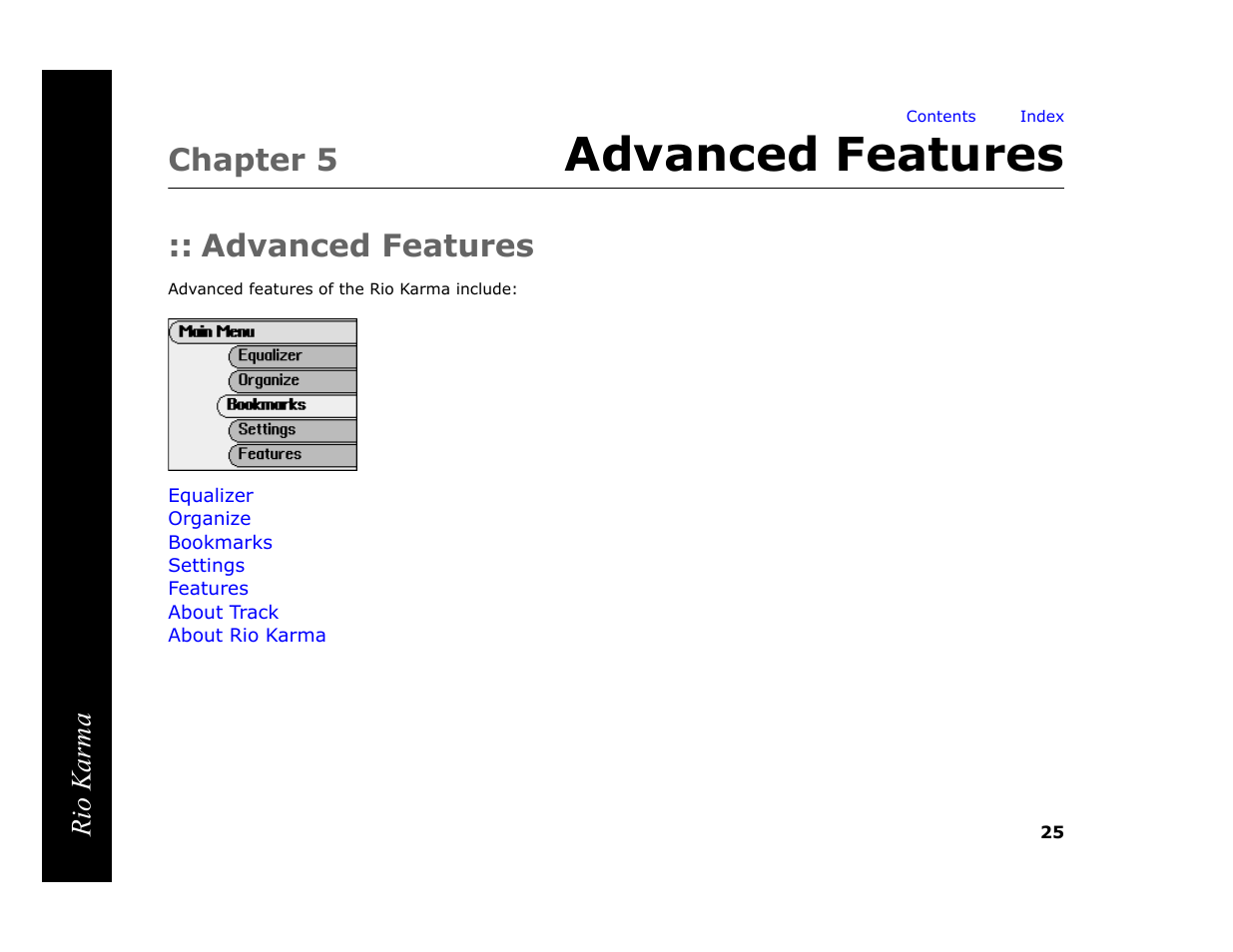 Chapter 5 advanced features, Advanced features, 5 - advanced features | Chapter 5 | RCA Rio Karma User Manual | Page 29 / 75