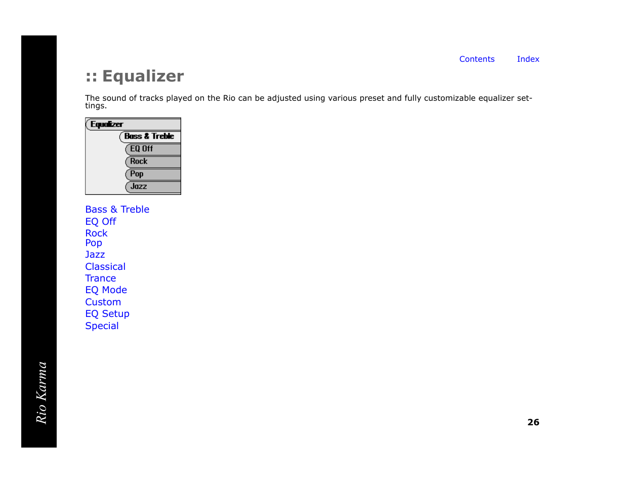 Equalizer, Rio karma | RCA Rio Karma User Manual | Page 30 / 75