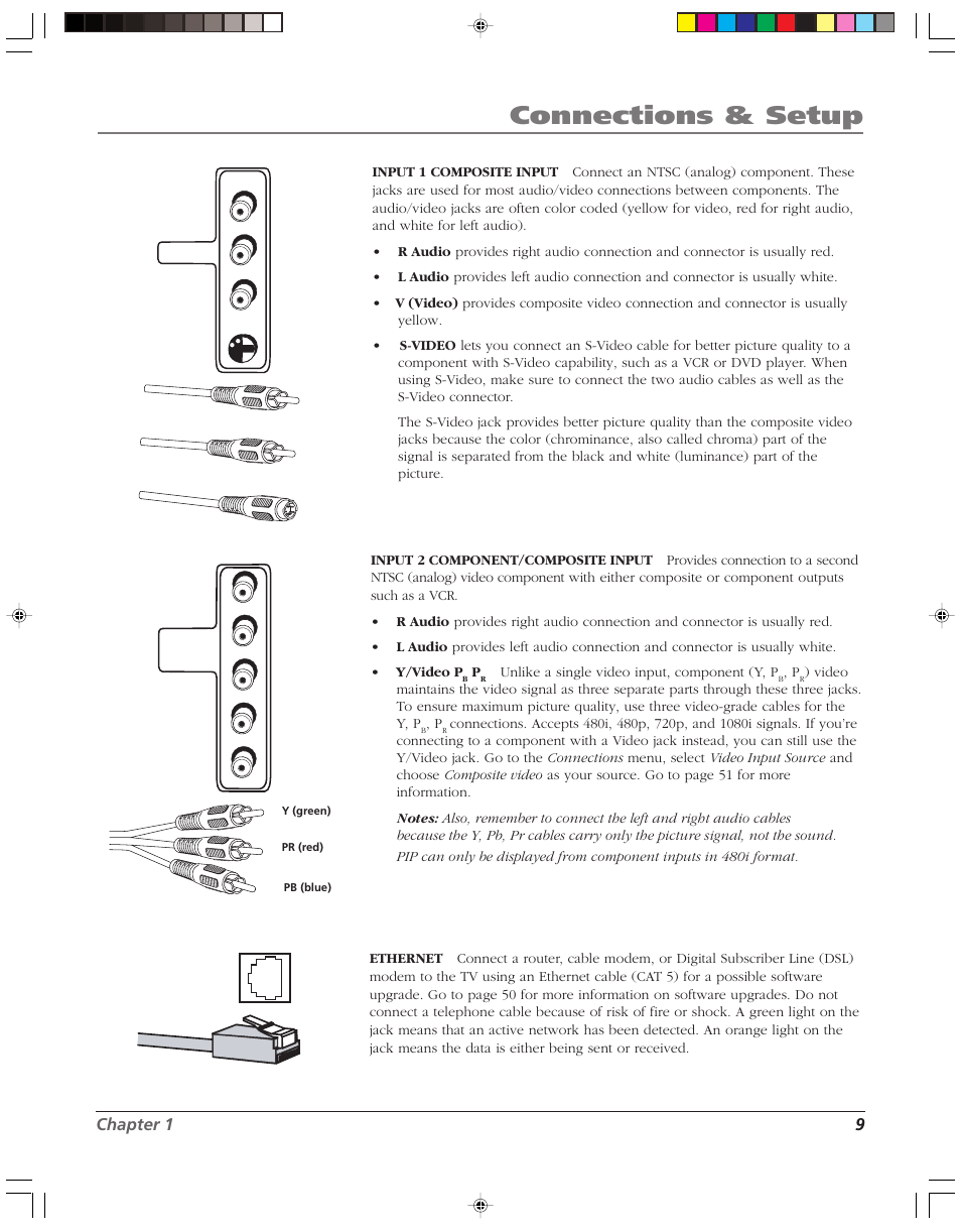 Connections & setup, Chapter 1 9 | RCA HD52W56 User Manual | Page 11 / 80