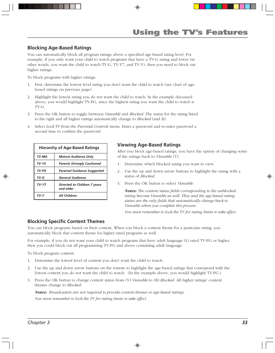 Using the tv’s features | RCA HD52W56 User Manual | Page 35 / 80