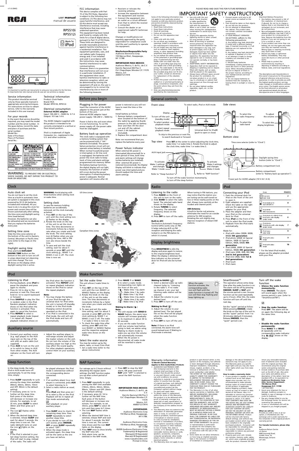 RCA RP5510i User Manual | 3 pages