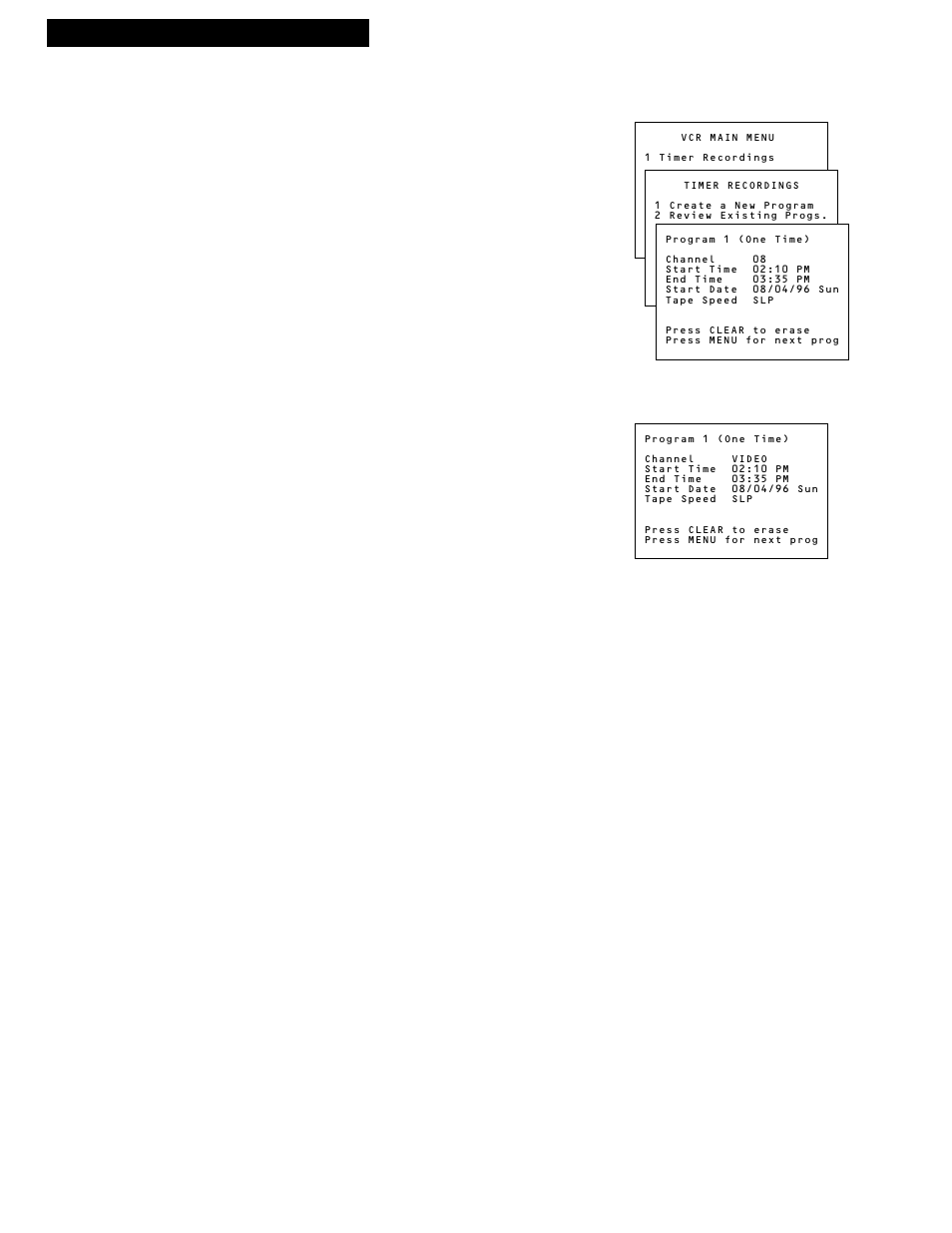 Recording while you’re away (timer recording), Recording features, Recording a program | Checking or clearing timer recordings, Timer recording from the vcr’s line input, Recording pause | RCA VR336 User Manual | Page 22 / 32