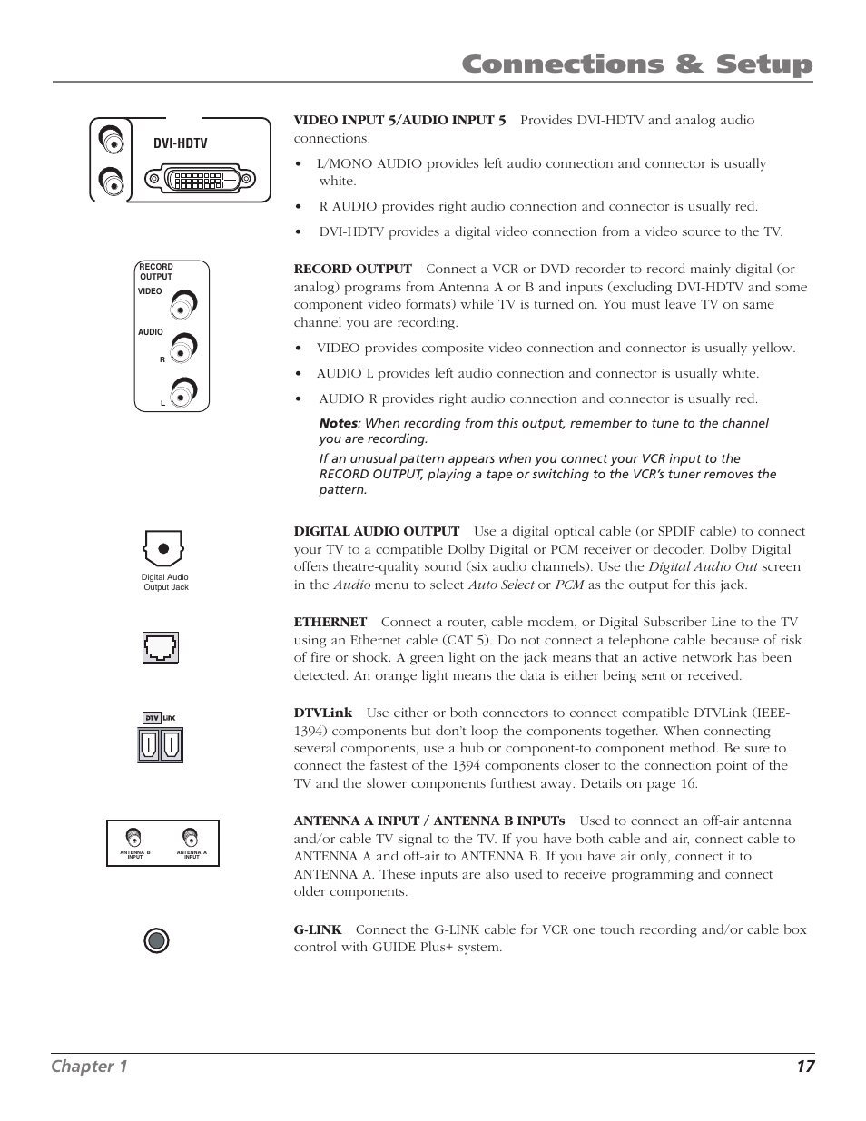 Connections & setup, Chapter 1 17 | RCA HD65W40 User Manual | Page 19 / 96