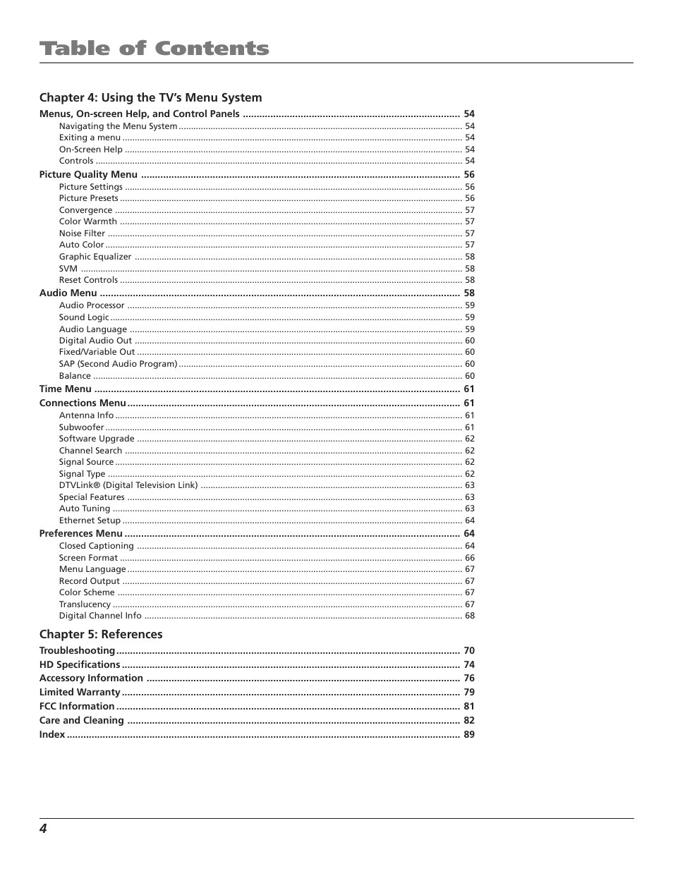 RCA HD65W40 User Manual | Page 6 / 96