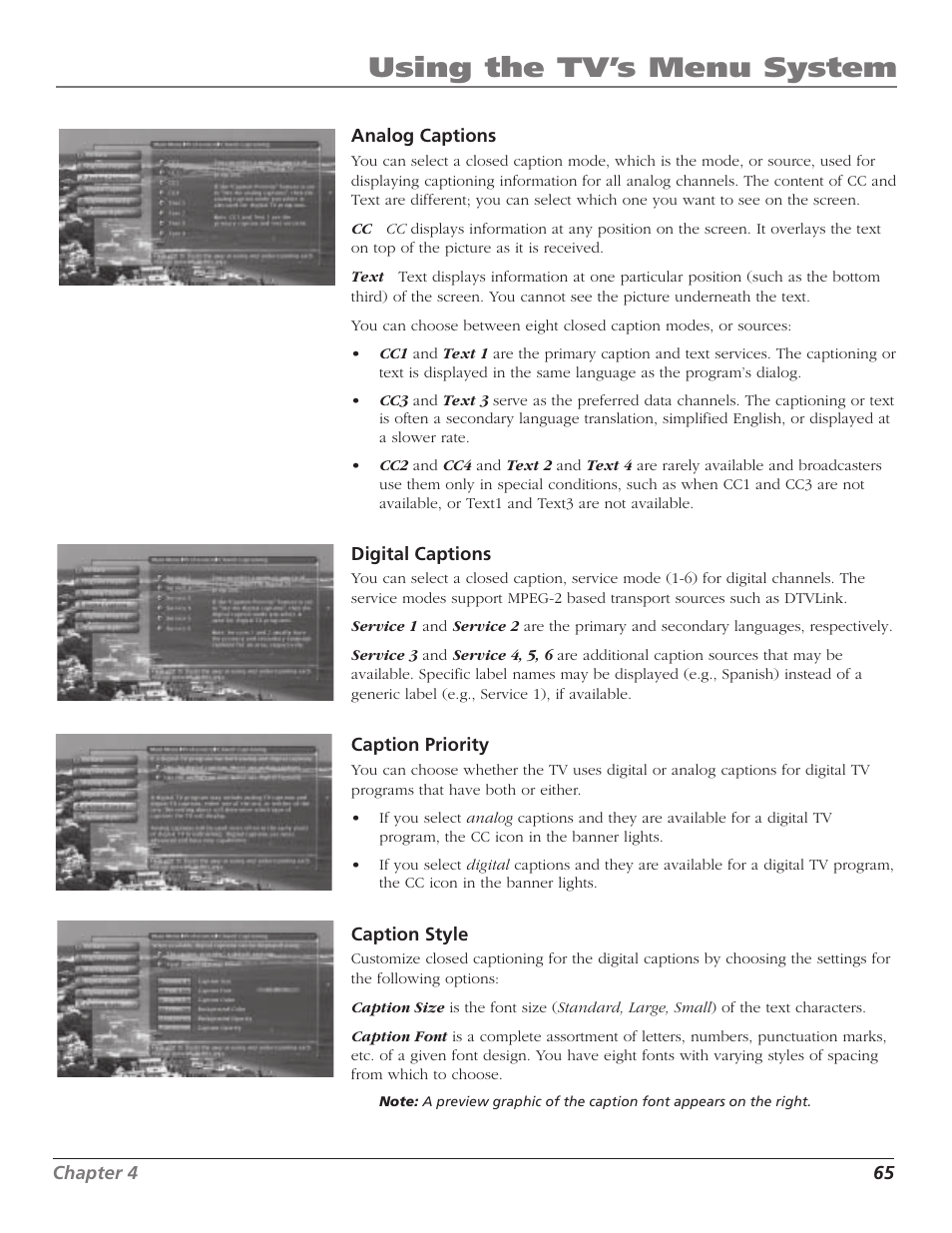 Using the tv’s menu system | RCA HD65W40 User Manual | Page 67 / 96