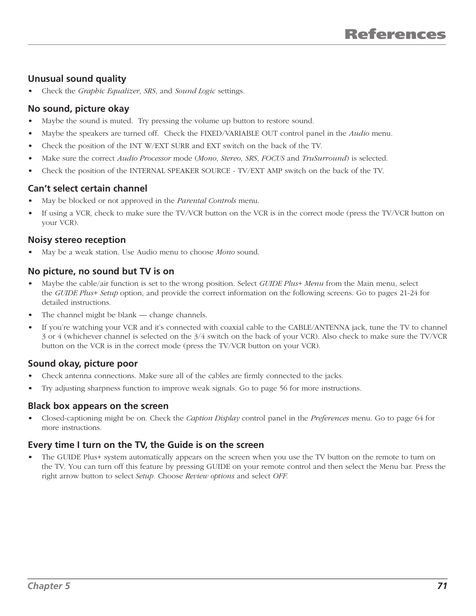References | RCA HD65W40 User Manual | Page 73 / 96