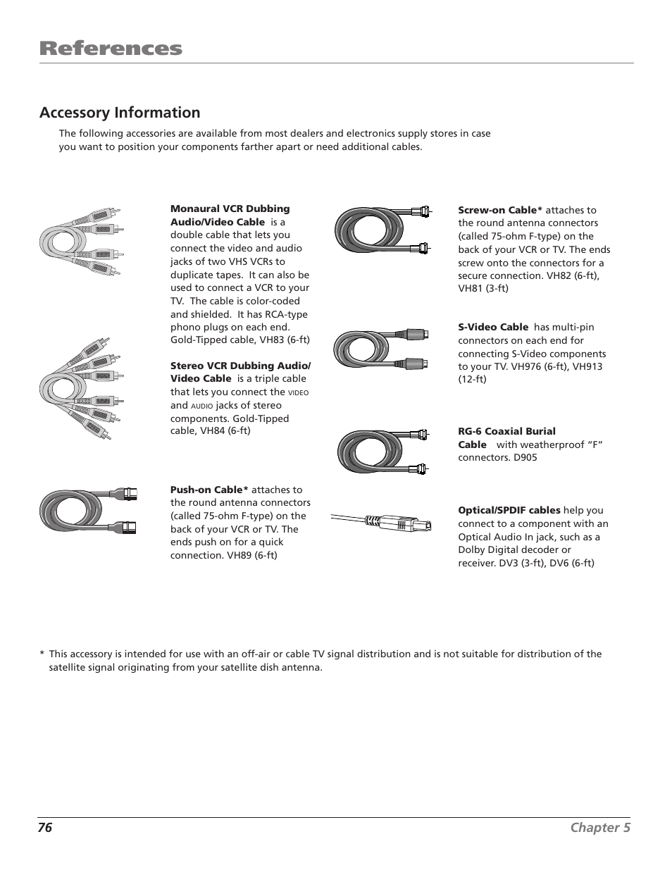 References, Accessory information | RCA HD65W40 User Manual | Page 78 / 96