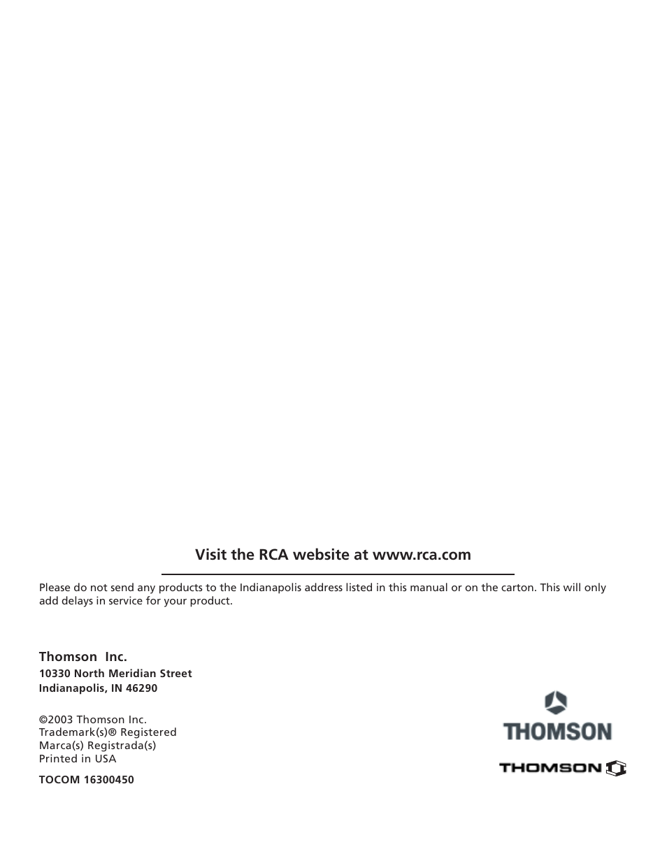 RCA HD65W40 User Manual | Page 96 / 96