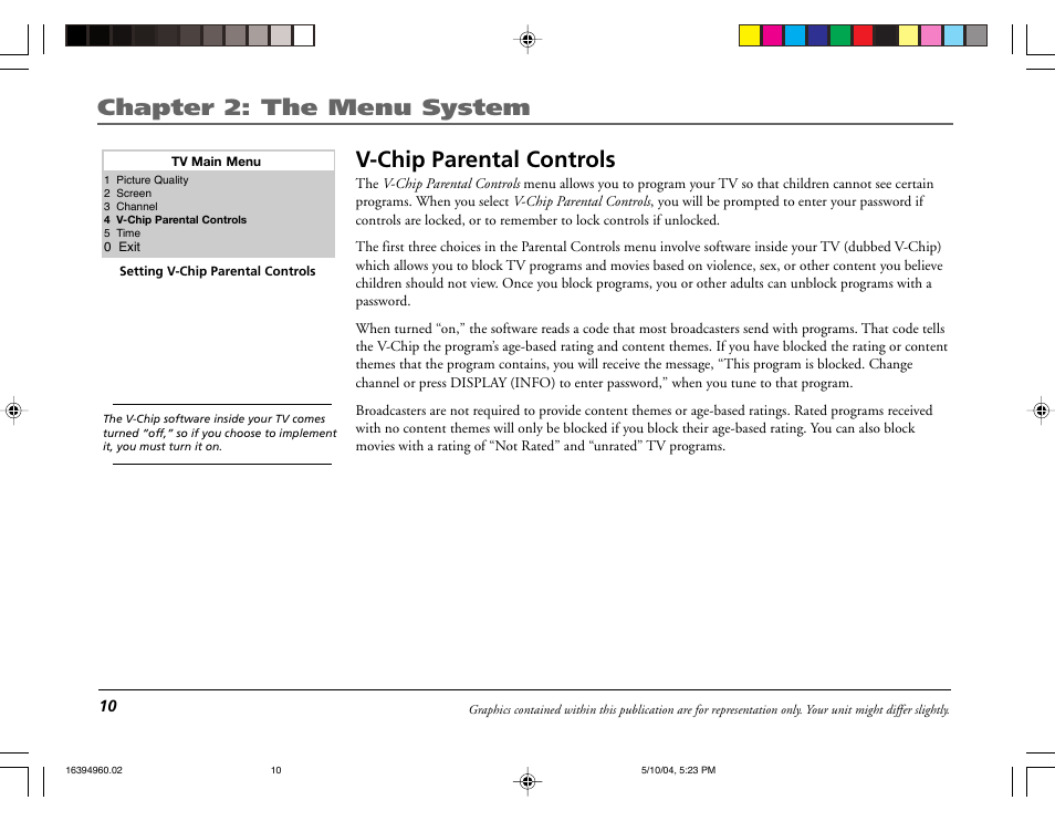 Chapter 2: the menu system, V-chip parental controls | RCA 9V345T User Manual | Page 12 / 24