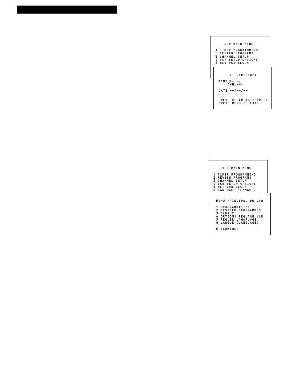 Startup, 11 setting up the vcr, Set the time and date | Select the language/sélectionner la langue | RCA VR602HF User Manual | Page 13 / 36