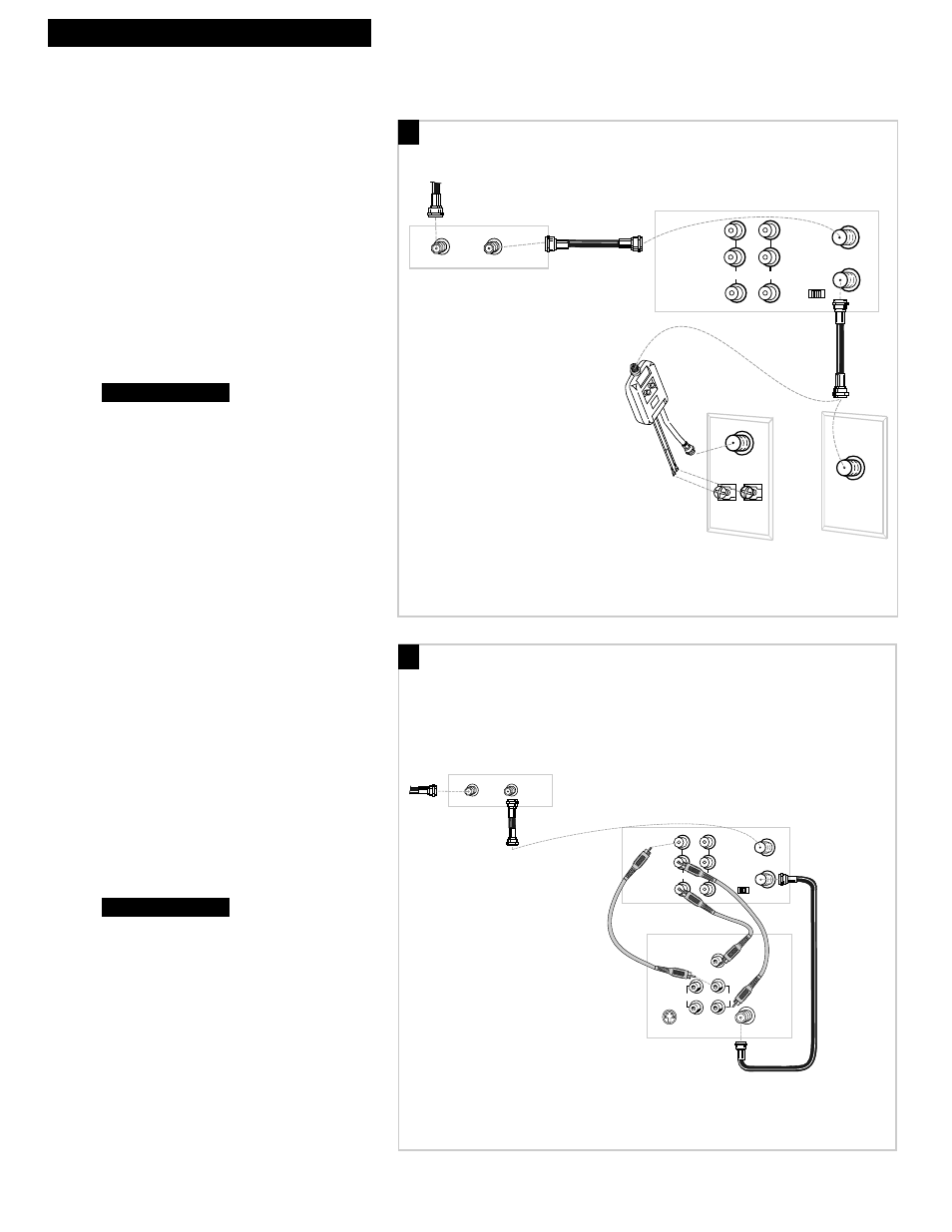 4hooking up the vcr, A. basic hookup, B. advanced hookup | Back of vcr, Cable box, Back of tv, Vhf uhf, Connect as shown, Plug in power cords of vcr, tv, and cable box. 4, Plug in power cords of vcr, tv, and cable box. 3 | RCA VR602HF User Manual | Page 6 / 36