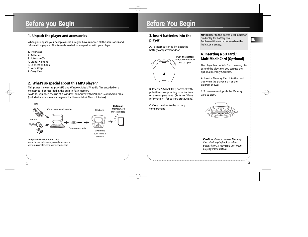 Before you begin before you begin, St op last next pl ay | RCA RD1090 User Manual | Page 4 / 10