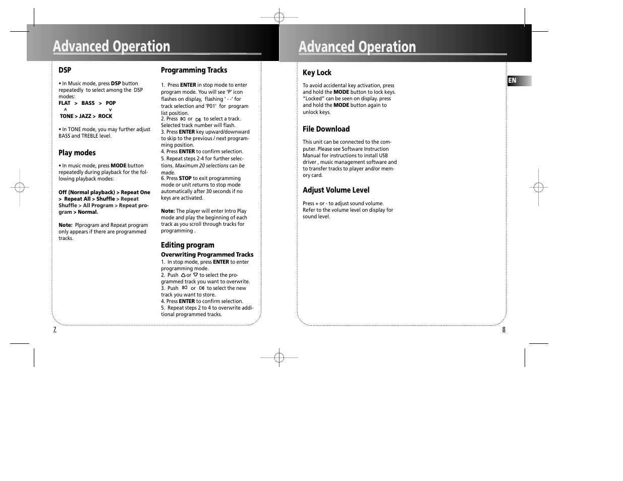 Advanced operation | RCA RD1090 User Manual | Page 7 / 10