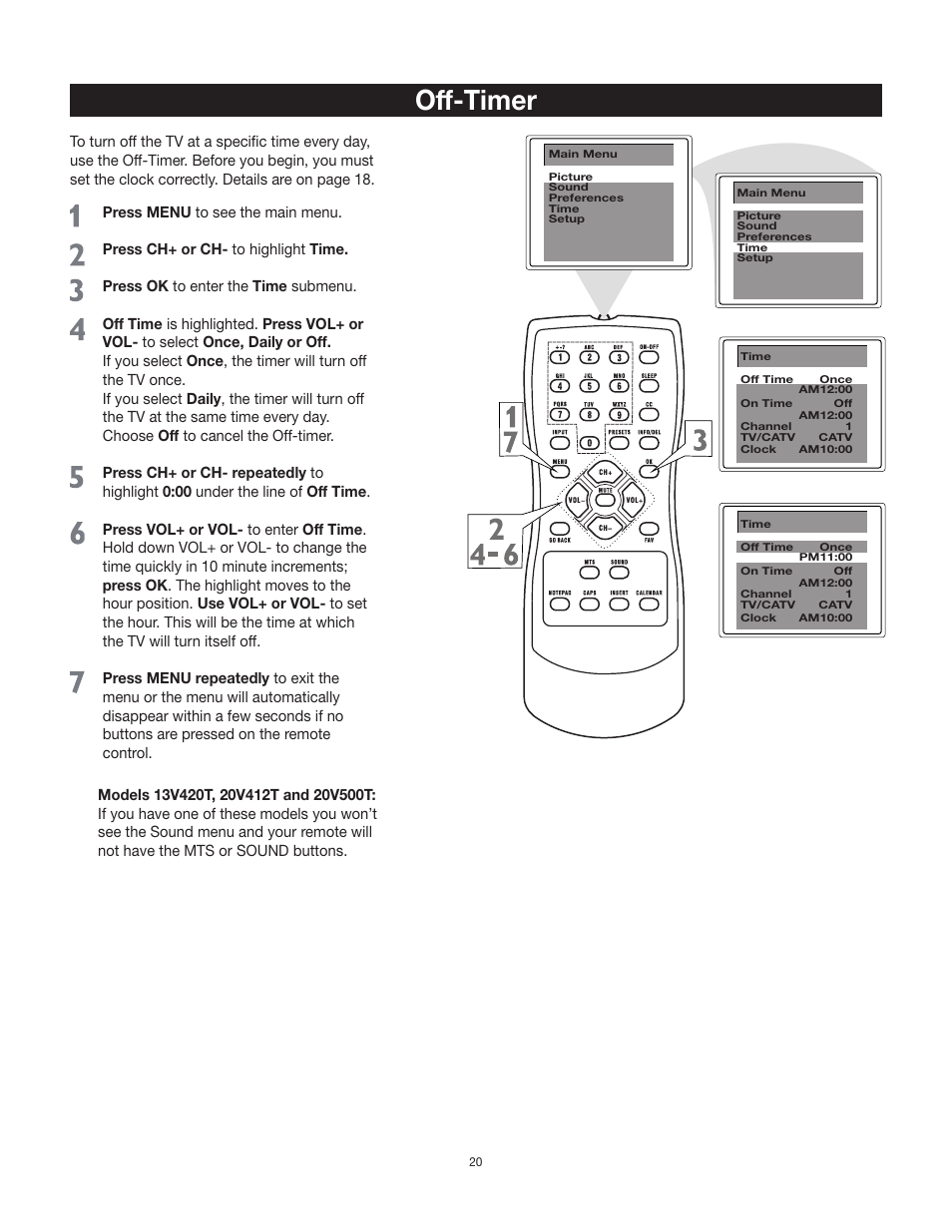 Off-timer | RCA 24V511T User Manual | Page 21 / 40