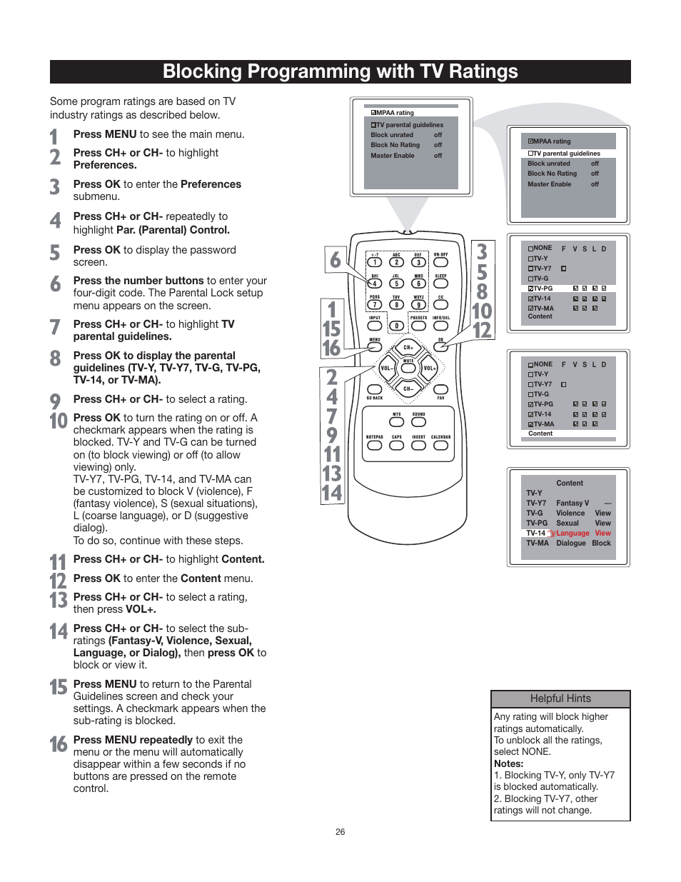 Blocking programming with tv ratings | RCA 24V511T User Manual | Page 27 / 40