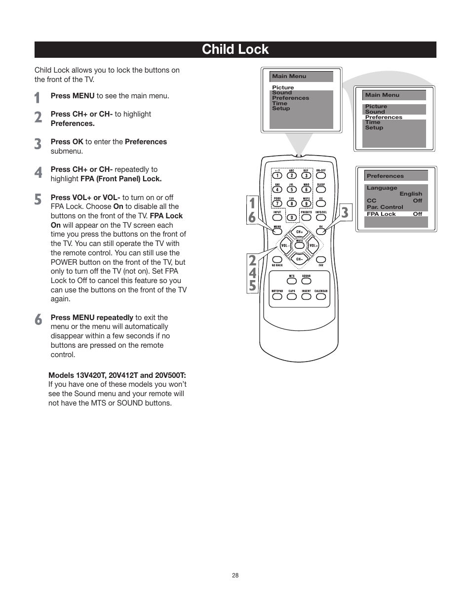 Child lock | RCA 24V511T User Manual | Page 29 / 40