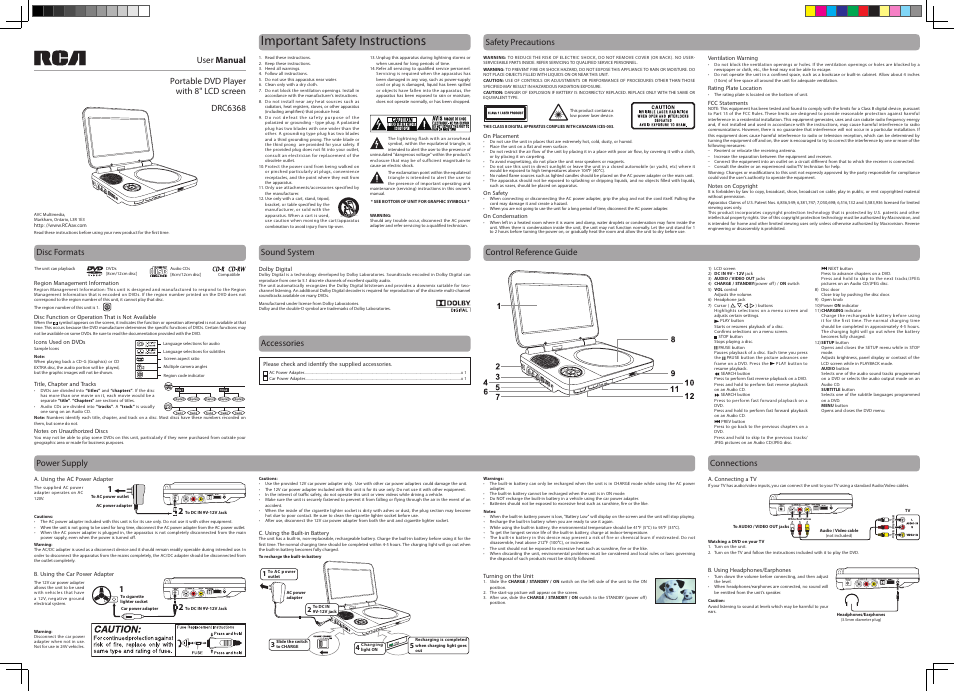 RCA DRC6368 User Manual | 2 pages