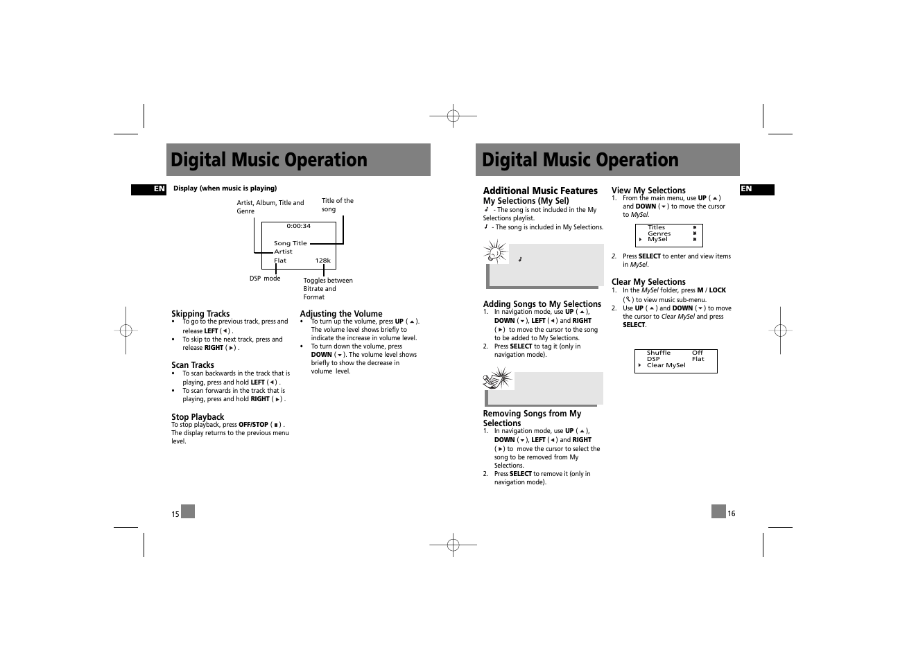 Digital music operation | RCA RD2215 User Manual | Page 14 / 23