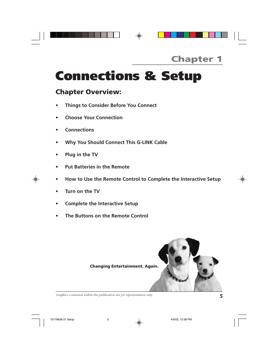 Connections & setup, Chapter 1, Chapter overview | RCA F19436 User Manual | Page 7 / 64