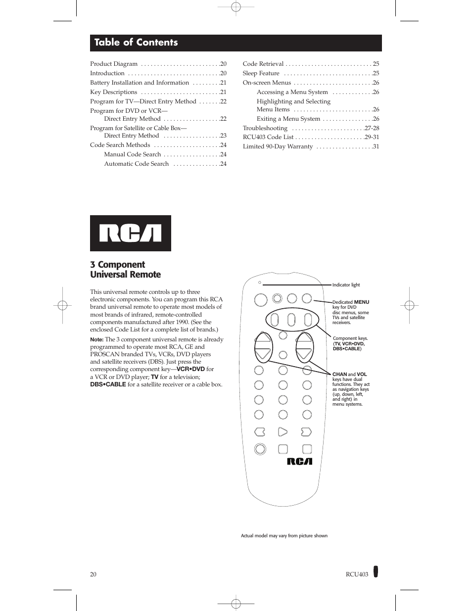 RCA RCU800 User Manual | Page 20 / 32