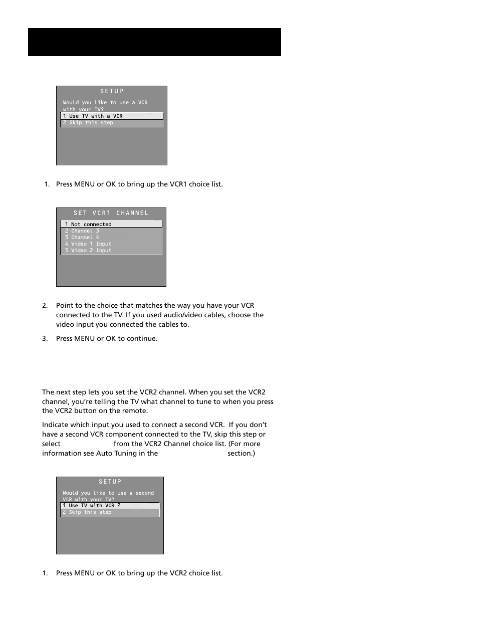 Setting the vcr2 channel (auto tuning), Interactive setup | RCA Home Theatre P56926 User Manual | Page 19 / 64