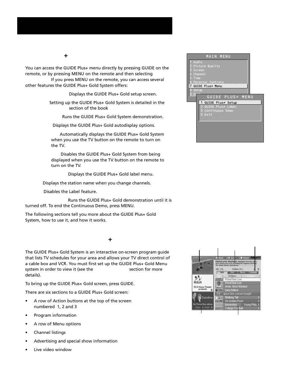 Guide pius+ gold system, About the guide pius+ gold system, Features and menus | Guide pi, Gold system, About the guide pi | RCA Home Theatre P56926 User Manual | Page 46 / 64