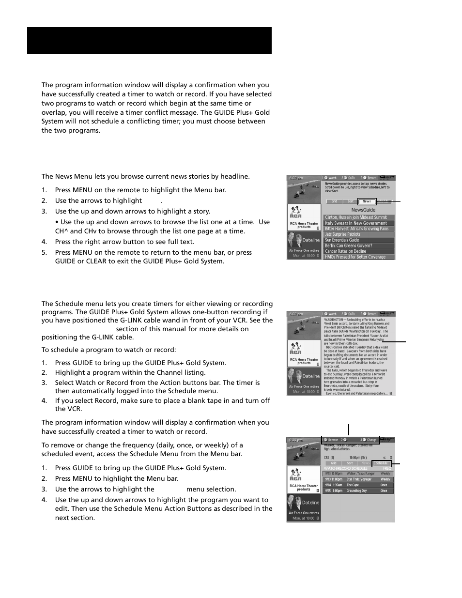 News, Schedule, Features and menus | RCA Home Theatre P56926 User Manual | Page 50 / 64