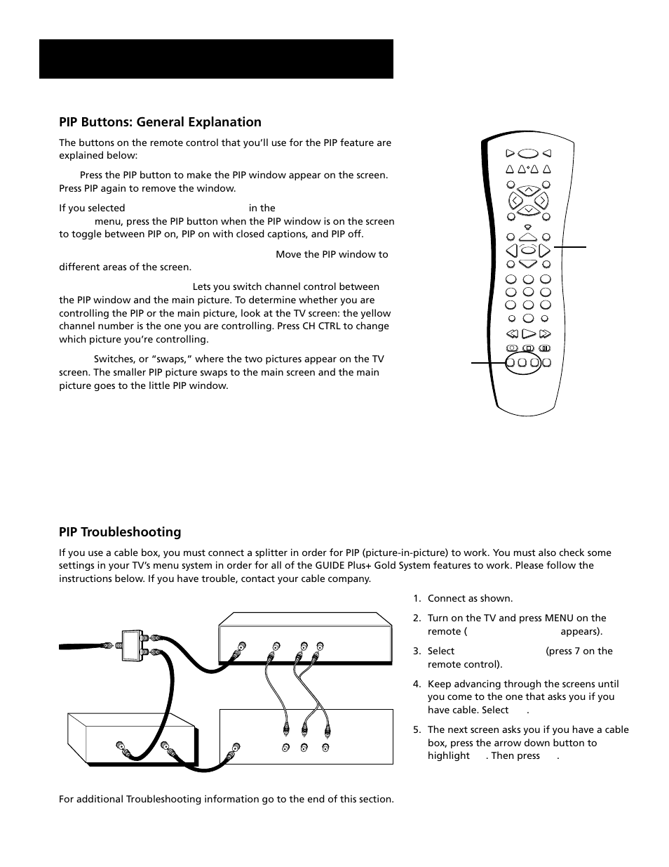 Pip troubleshooting, Pip buttons: general explanation, Features and menus | Arrow buttons | RCA Home Theatre P56926 User Manual | Page 54 / 64