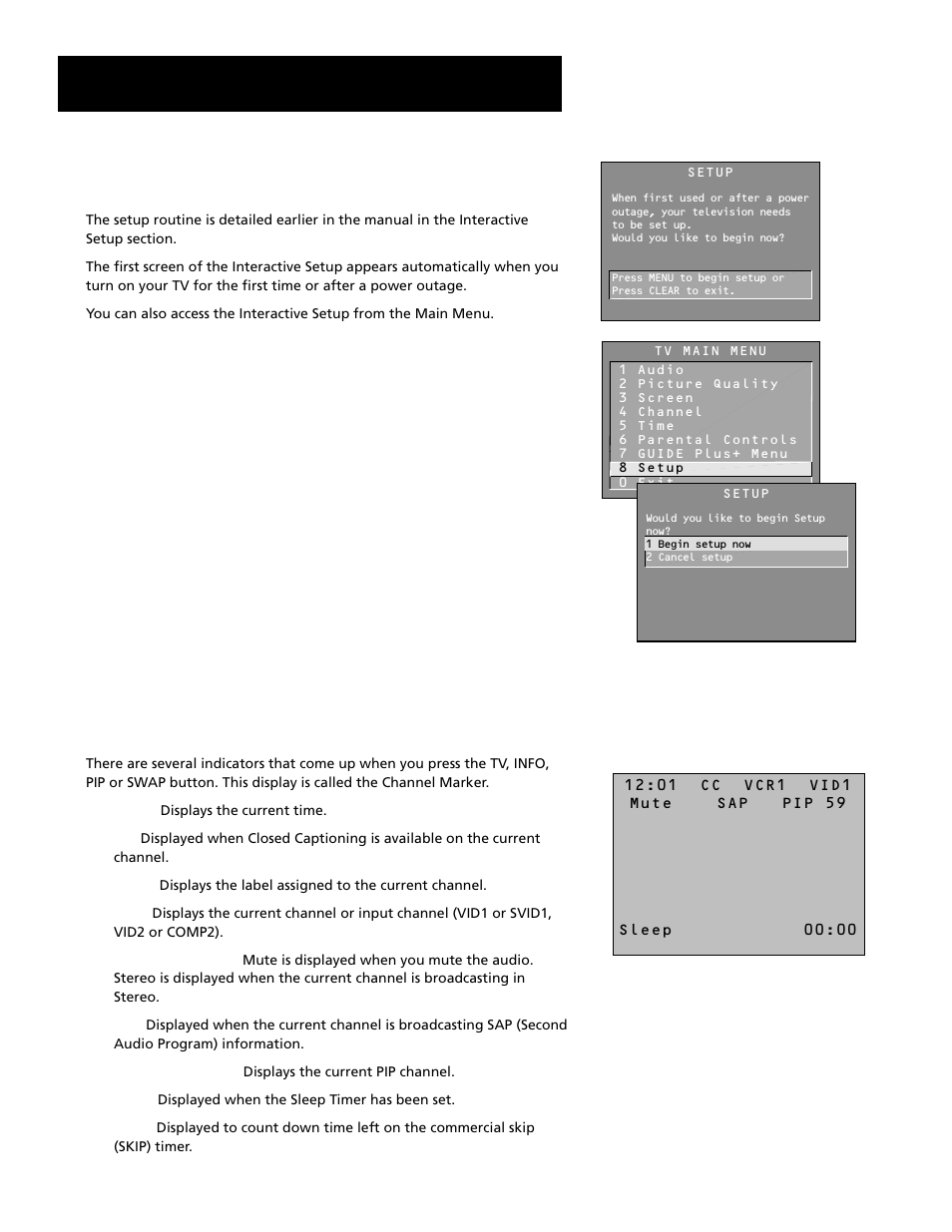 Setup menu, Channel marker, Features and menus | RCA Home Theatre P56926 User Manual | Page 55 / 64