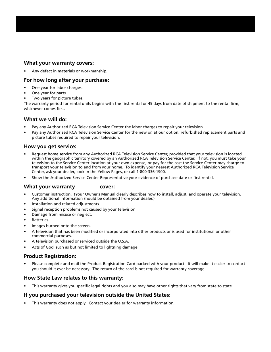 Rca projection tv limited warranty, Reference, 57 rca projection tv limited warranty | RCA Home Theatre P56926 User Manual | Page 59 / 64
