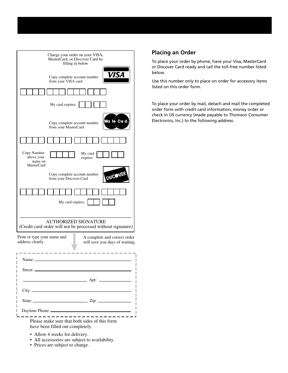 Reference, Placing an order | RCA Home Theatre P56926 User Manual | Page 62 / 64