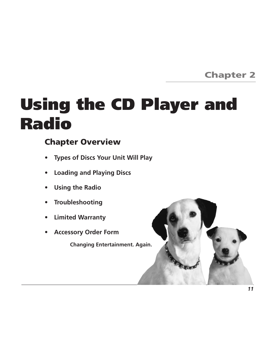 Using the cd player and radio, Chapter overview, Chapter 2 | RCA TV/Radio/CD Player User Manual | Page 13 / 24