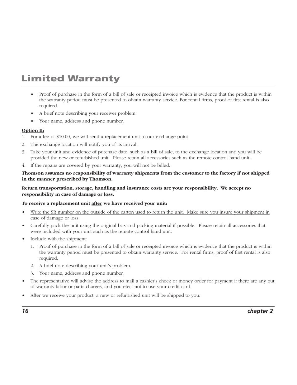 Limited warranty | RCA TV/Radio/CD Player User Manual | Page 18 / 24