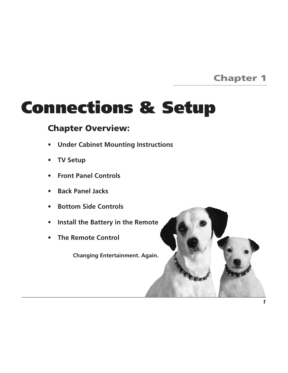 Connections & setup, Chapter overview, Chapter 1 | RCA TV/Radio/CD Player User Manual | Page 3 / 24