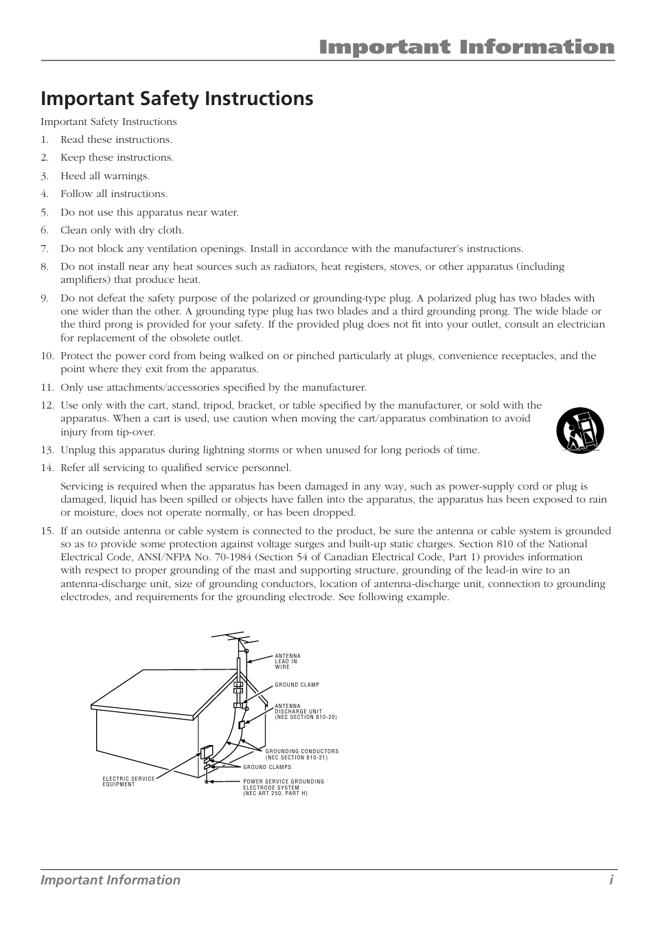 Important in for ma tion, Important safety instructions, Important information i | RCA L37WD250 User Manual | Page 3 / 52