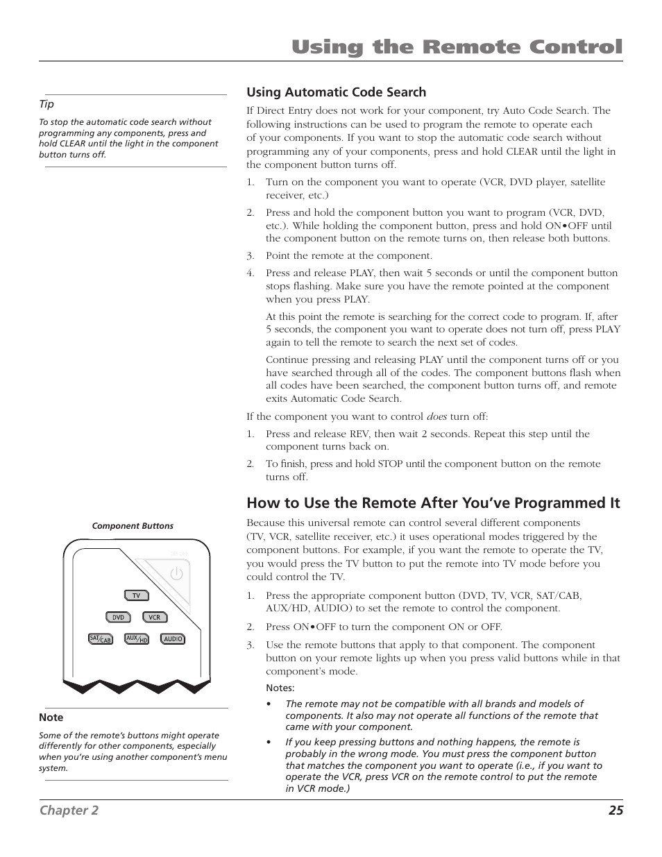 Using the remote control, How to use the remote after you’ve programmed it | RCA Scenium D44LPW134 User Manual | Page 27 / 64