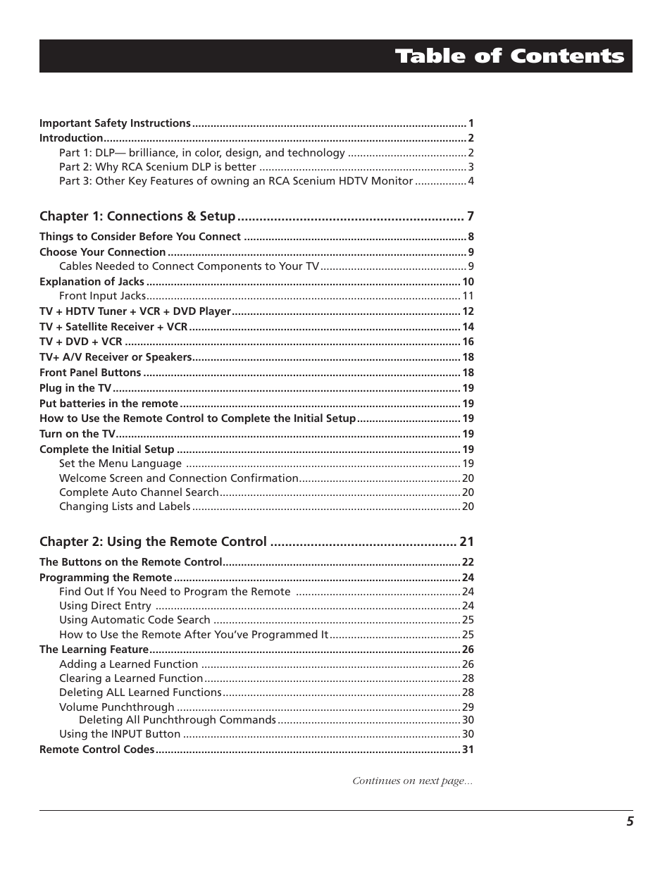 RCA Scenium D44LPW134 User Manual | Page 7 / 64