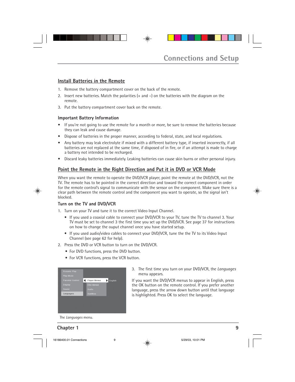 Connections and setup | RCA DVD/VCR User Manual | Page 13 / 68