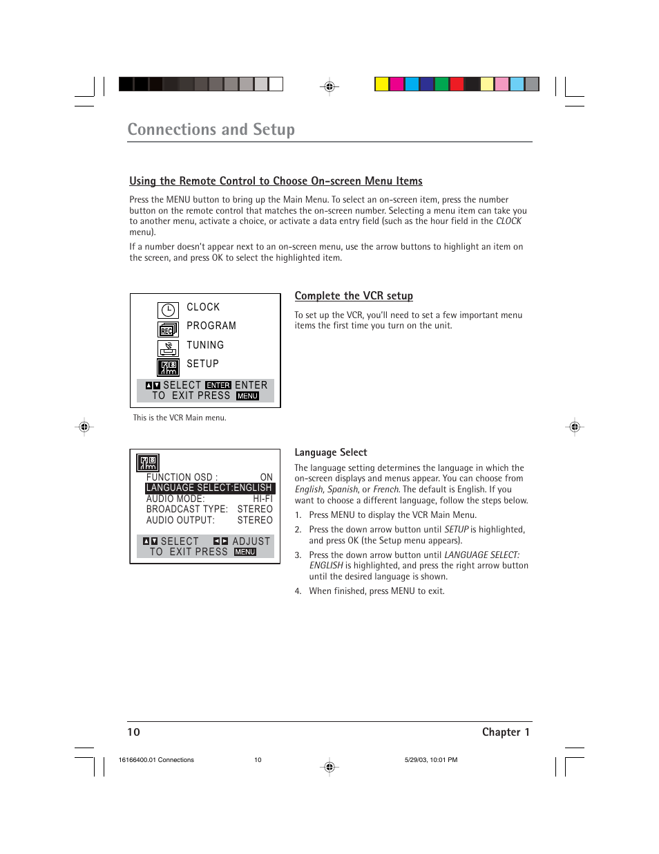 Connections and setup | RCA DVD/VCR User Manual | Page 14 / 68