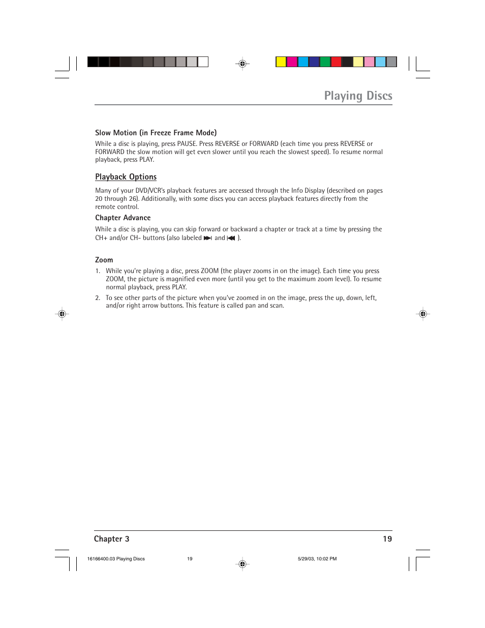 Playing discs | RCA DVD/VCR User Manual | Page 23 / 68