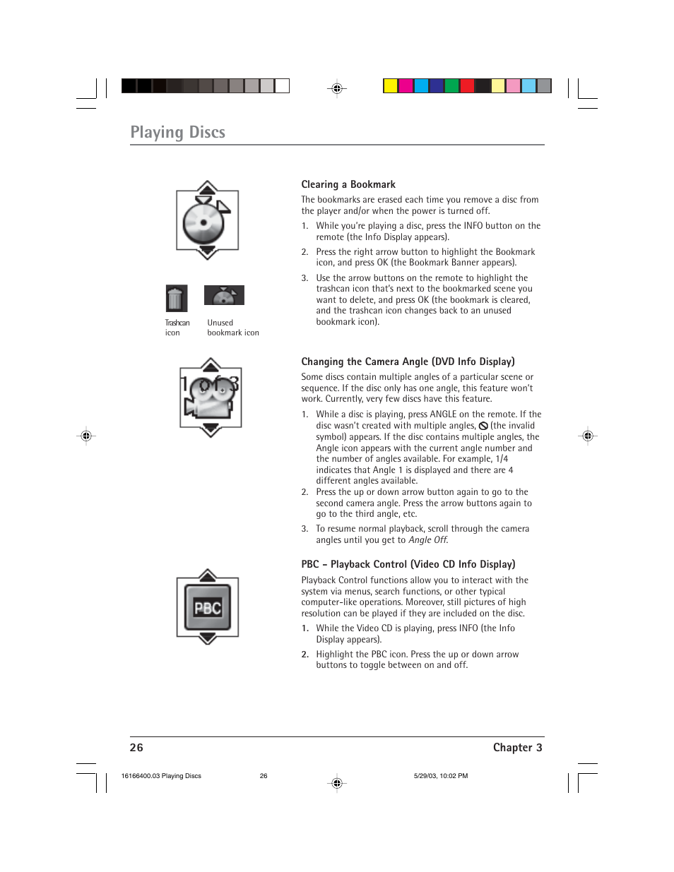 Playing discs | RCA DVD/VCR User Manual | Page 30 / 68