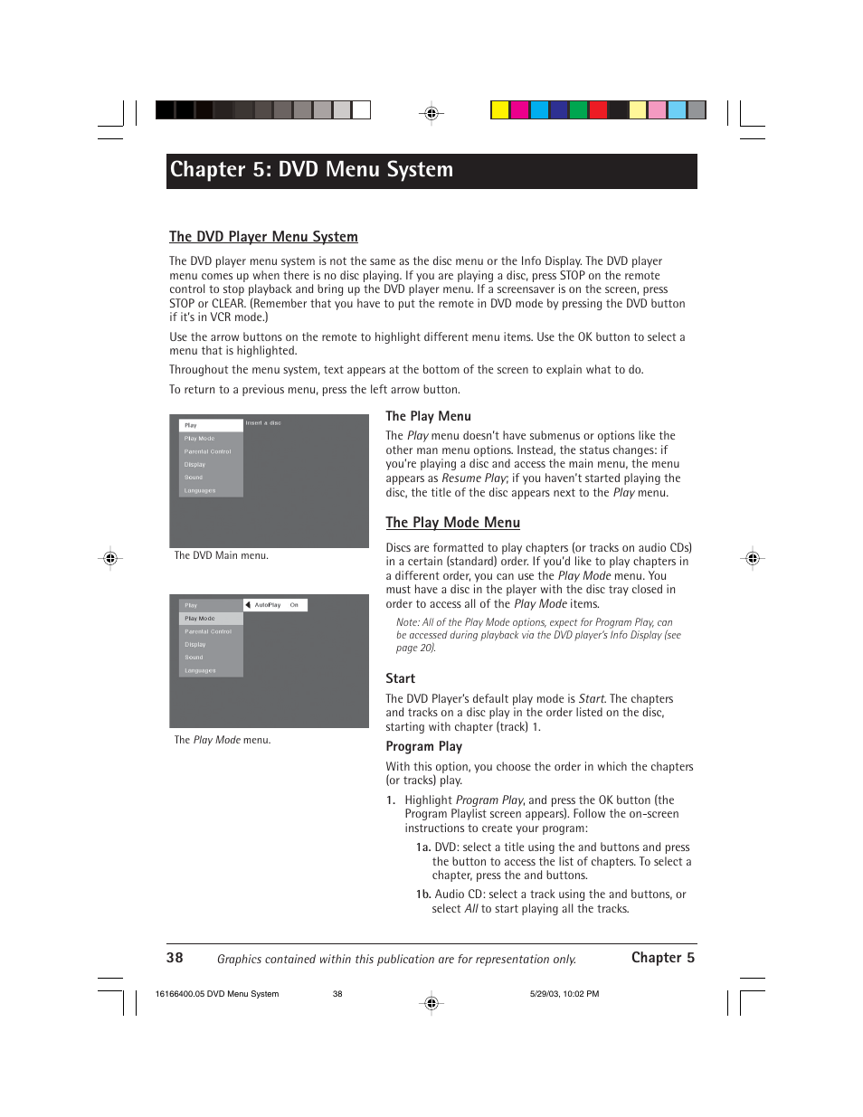 Chapter 5: dvd menu system | RCA DVD/VCR User Manual | Page 42 / 68