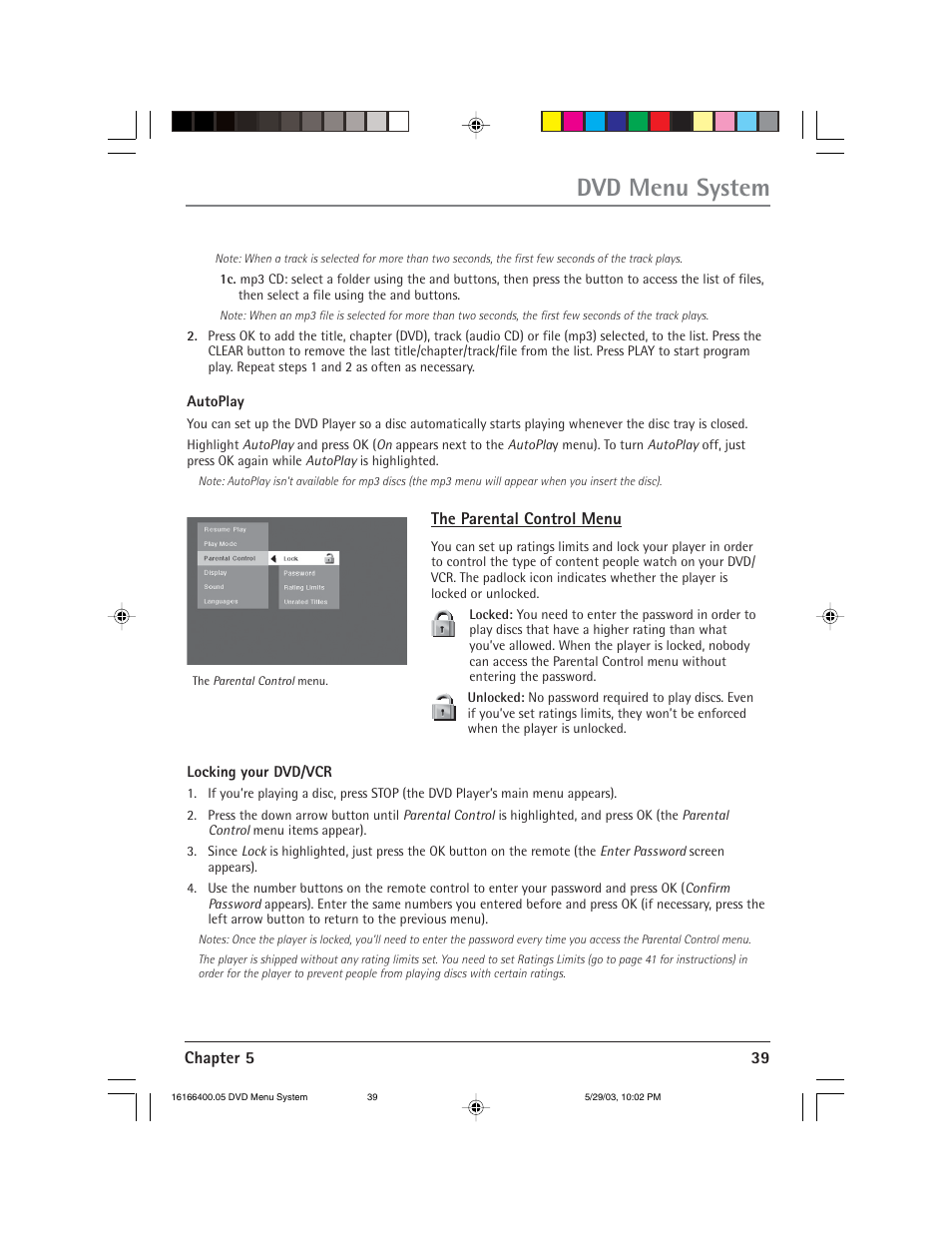 Dvd menu system | RCA DVD/VCR User Manual | Page 43 / 68