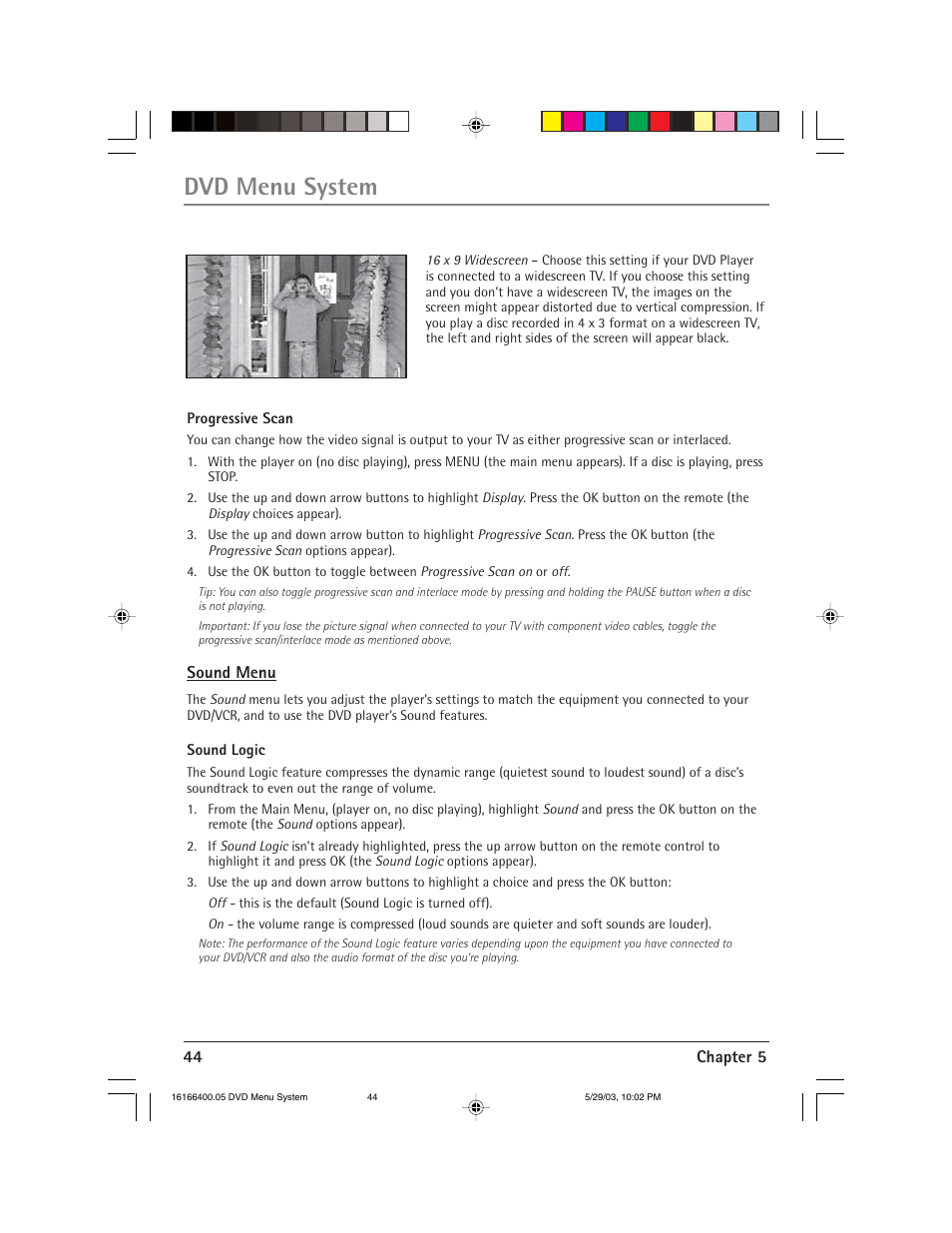 Dvd menu system | RCA DVD/VCR User Manual | Page 48 / 68